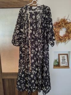 ロングカーディガン 花柄ガウン ワンピースのサムネイル