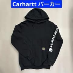最終セール Carhartt 袖ロゴ スウェットパーカー ブラック S US規格のサムネイル