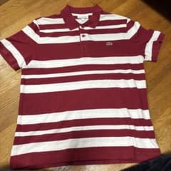 LACOSTE ボーダーポロシャツ US L ボルドー/ホワイトのサムネイル