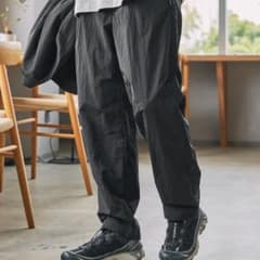 ウォッシャブル 撥水 防風 トラックパンツ ブラックのサムネイル