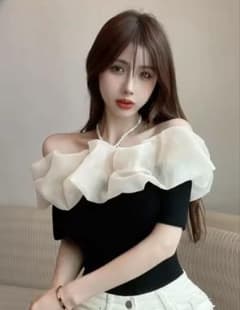 半袖リブニット リボンのサムネイル
