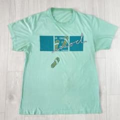 90s　シングルステッチ　プリント　Tシャツ　M相当　ライトグリーン