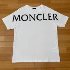 美品〕モンクレール 文字ロゴ ラバーワッペン Lホワイト Tシャツ 5S425