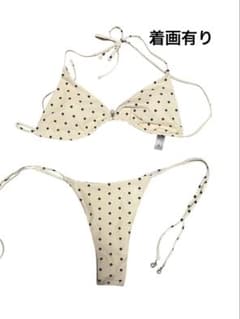 水玉模様 ベージュ セパレートビキニ 水着のサムネイル