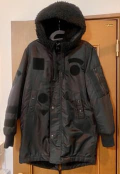 DIESEL フード付きブラックモッズコートのサムネイル