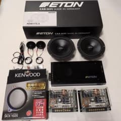 期間限定値下げ　ETONフロントセット　スピーカー&アンプ&パッシブ&バッフル 期間限定値下げ ETONフロントセット スピーカー&アンプ&パッシブ