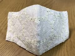 ちーこ様専用　セット水色うす紫のクリーム色刺繍生地インナーマスク冷感ダブルガーゼのサムネイル