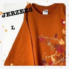 90s古着JERZEESジャージーズレトロビッグプリントスウェットキャメルL - 5