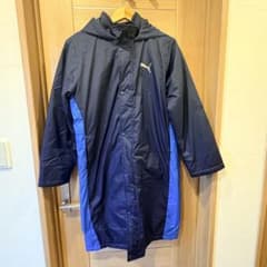 PUMA ベンチコート 160cm ジュニア用 ネイビー×ブルーのサムネイル