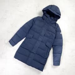 ピレネックス フーデッド ロングダウンコート フード 紺 36*MD267 