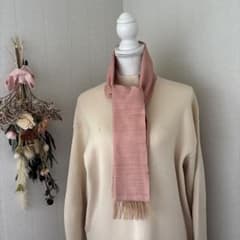 ハンドメイド手織り♪桜色ストール 綿100%128cm×18cm - メルカリ