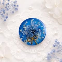 ハンドメイド レジン ヘアゴム ブルー ドライフラワー - メルカリ