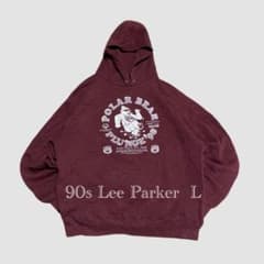 90s Lee パーカー L バーガンディ Polar Bearプリントくまのサムネイル