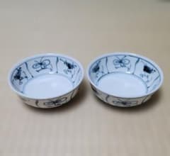砥部焼 梅山窯 平鉢 4.7寸 14cm 内外なずな 2個セットのサムネイル