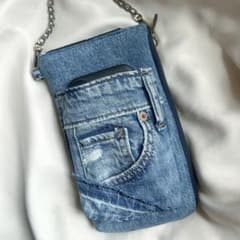 デニムリメイク ウォレットショルダー スマホショルダー ハンドメイド