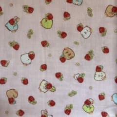 Sumikko Gurashi Strawberry Pattern Gauze Fabric, Pink, Made in Japan, 110 x 50 cm