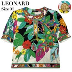 極美品✨LEONARD レオナール 金ボタン 半袖カットソー トップス M 花柄