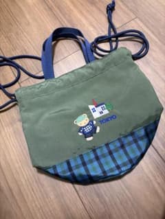巾着ショルダーバッグ ビームス ファミリア 東京エリア限定 カーキ 青チェック 巾着ショルダーバッグ ビームス ファミリア 東京エリア限定 カーキ 青