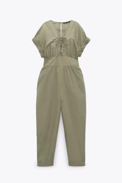 ⭐︎新品未使用⭐︎ZARA⭐︎レースアップ　ポプリン　ジャンプスーツのサムネイル