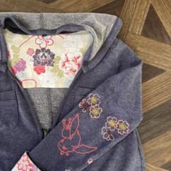 ちきりや　ロングジップアップパーカー　うさぎ桜　カーディガンのサムネイル