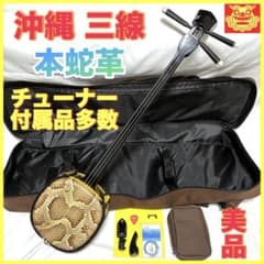 沖縄三線 本蛇革 ソフトケース チューナー 付属品 蛇皮 初心者 中級者