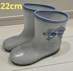 レインブーツ リボン ラメ 水色 22cm 長靴 キッズ 女の子 ライトブルーのサムネイル
