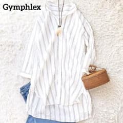 gymphlex フランダースリネン バンドカラー ストライプシャツ 