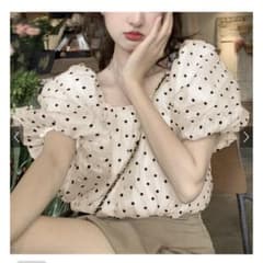 GRLドット柄シアーバルーンスリーブブラウス[ac2247]のサムネイル