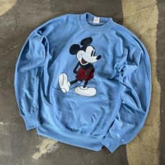 80S USA製 Disney オフィシャルスウェット ミッキー 水色 M
