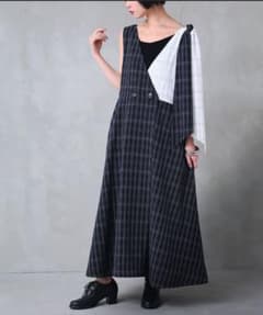 kOhAKU　チェック柄ショルダー　リボン　ジャンパースカートのサムネイル