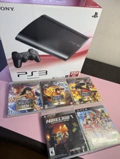 PS3本体とソフト全部！！とマイクラダウンロードしてあります。 PS3本体 ソフト5本セット ワンピース海賊無双1〜3 マイクラ 動作確認済