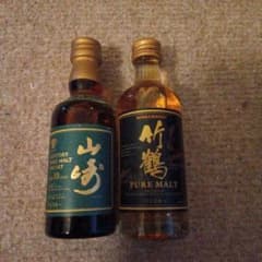 ニッカ 鶴モルト原酒 サントリー 山崎10年 ミニボトル 2本セット 廃盤終盤品サントリー 山崎10年 ニッカ 竹鶴 ピュアモルト ミニボトル
