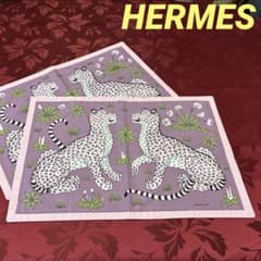 HERMES エルメス ランチョンマット レオパード 豹 ピンク ペア新品未