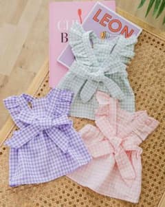 ♡美品♡犬服 ペット服 小型犬 ギンガムチェックフリルワンピース Mのサムネイル