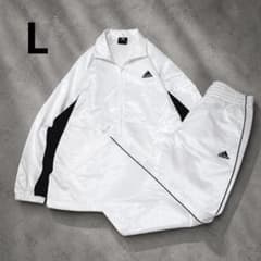 adidas ウィンドブレーカー ジャージ 上下セット 白黒 L セットアップ