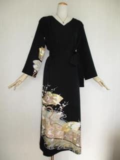 2L～3Lサイズ 黒留袖からのV襟着物リメイクドレスです - メルカリ