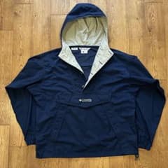 columbia 90sコットンウッドアノラック L ネイビー - メルカリ