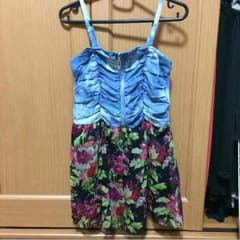 デニム切り替え シフォンワンピのサムネイル