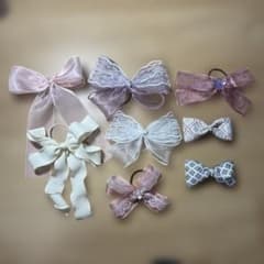 リボン・レースのヘアゴム8個セットのサムネイル