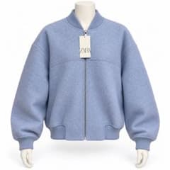 ZARA ソフト ボンバージャケット ライトブルー Lサイズ - メルカリ