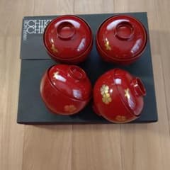 ハナエ モリ 蓋付き汁椀4個セットのサムネイル