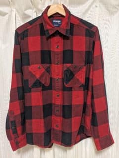 Wrangler 赤黒チェックネルシャツ バッファローチェックシャツ Mサイズのサムネイル