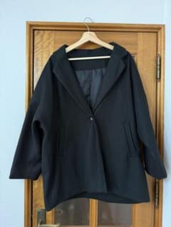 ノーカラーオーバーサイズジャケット 黒　レディースM