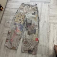 Dazy ワイドレッグ パッチワーク デニムパンツ Sサイズのサムネイル