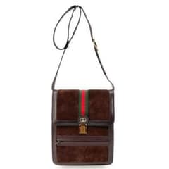 Gucci シェリーライン ショルダーバッグ スエード レザー ブラウン 
