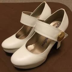 厚底パンプス 白 Ｌのサムネイル