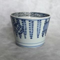 古伊万里　染付　藤　丸文　そば猪口　覗き　江戸時代　骨董品　アンティーク　金継ぎ 古伊万里 染付 藤 丸文 そば猪口 覗き 江戸時代 骨董品 アンティーク