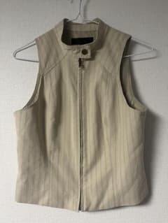 ZARA ストライプ柄 スタンドカラー ジレ ベストのサムネイル