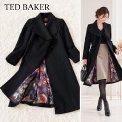 TED BAKER美品 ロングコート花柄 黒 Aライン - メルカリ