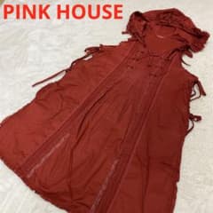 ピンクハウスダブリエエプロン赤レッドピコフリルリボン可愛い重ね着